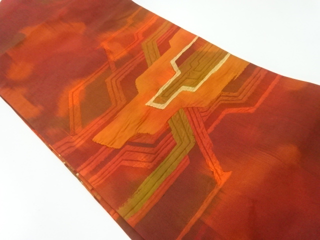 JAPANESE NAGOYA OBI / TSUMUGI / WOVEN ABSTRACT STRIPE